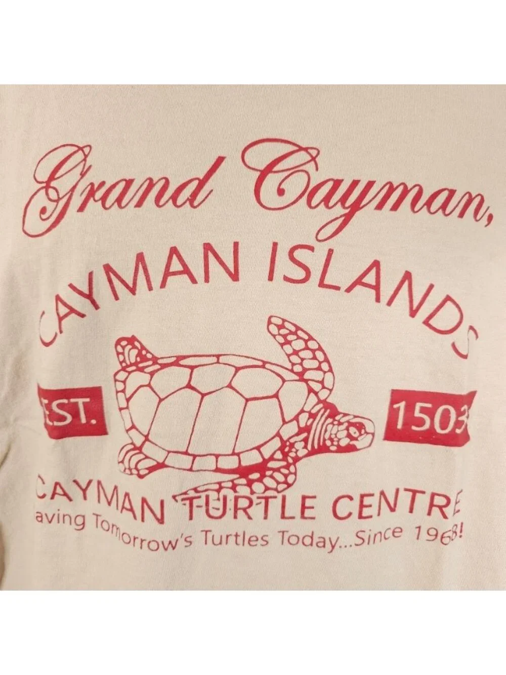 Cayman Islands T Shirt Mens Size Medium Beige Grand Cayman Turtle Centre